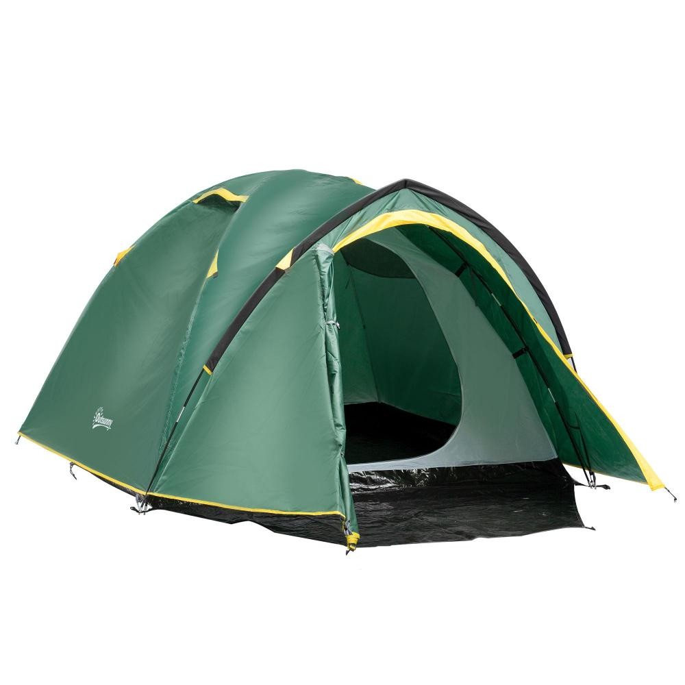tente de camping 2-3 personnes montage facile 2 portes fenêtres dim. 3,25l x 1,83l x 1,3h m fibre verre polyester pe vert (GiFi-AOS-A20-174YL)