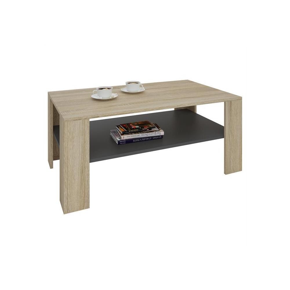 table basse lorient en mélaminé décor chêne sonoma et gris mat (GiFi-MOB-13652)