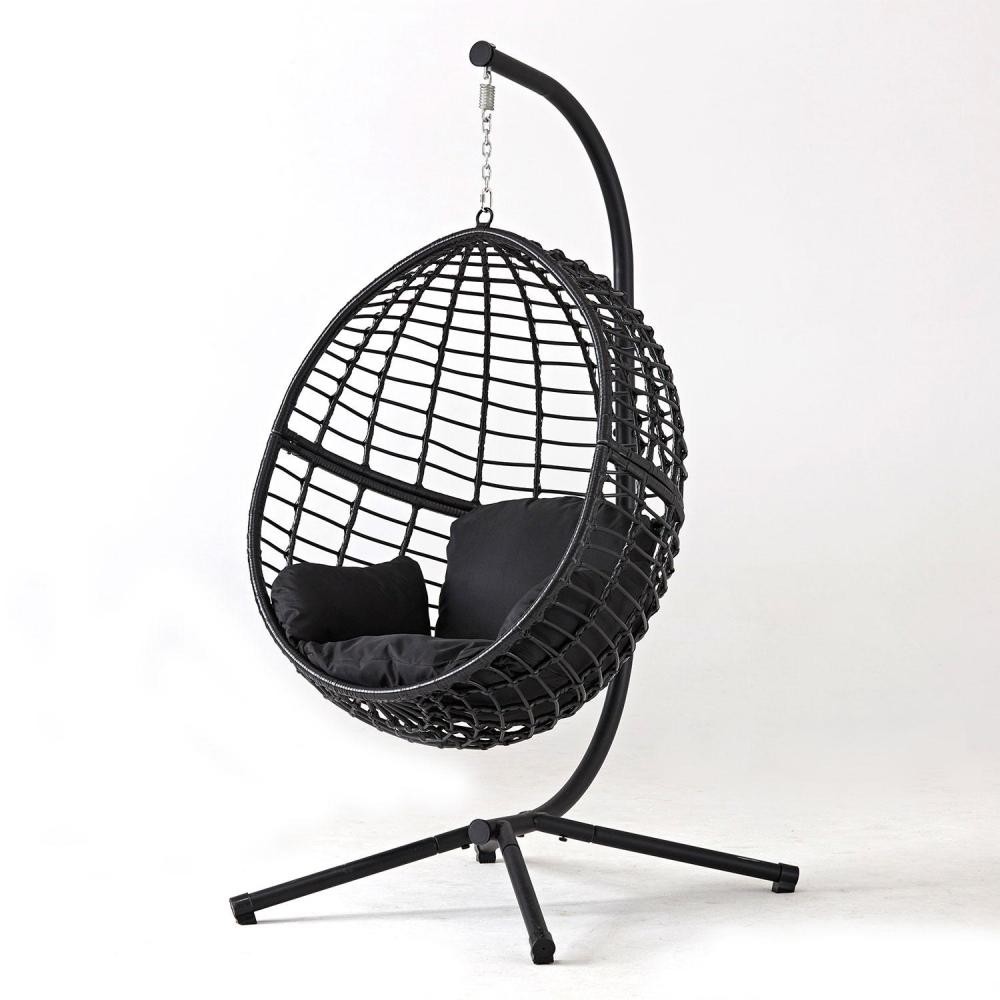 fauteuil suspendu noir en résine tressée (GiFi-CON-222468)