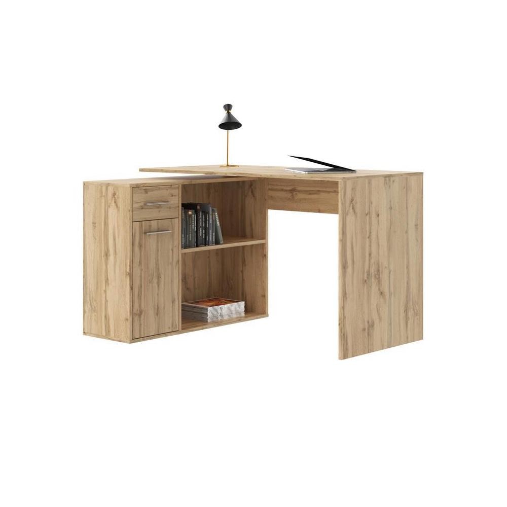 bureau d'angle isotta avec meuble de rangement décor chêne sauvage (GiFi-MOB-14728)