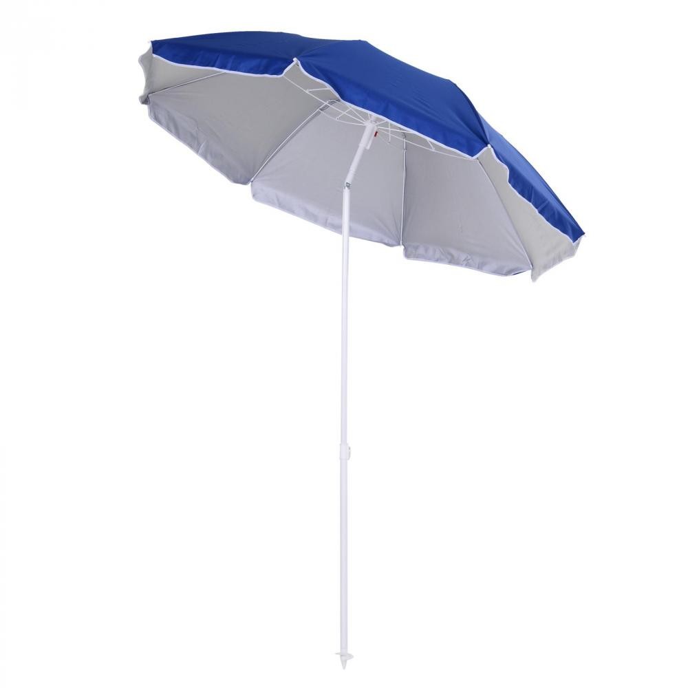 parasol inclinable octogonal de plage Ø 150 cm tissu polyester haute densité anti-uv mât démontable sac de transport inclu bleu (GiFi-AOS-84D-069BU)