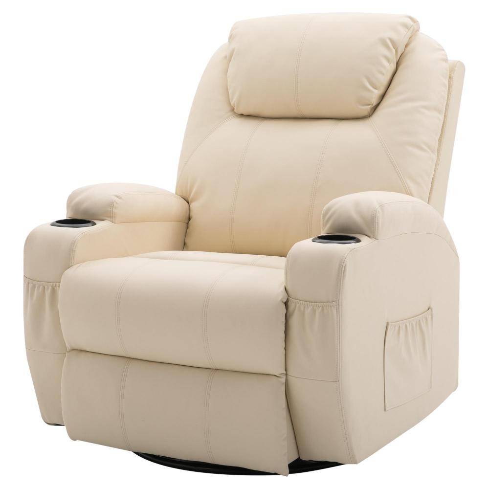 Fauteuil Canape Sofa Relaxation Massant Chauffant Et Vibrant Inclinable Pivotant A 360 Simili Cuir 92l X 84l X 109hcm Beige Fauteuil Salon Meuble Gifi