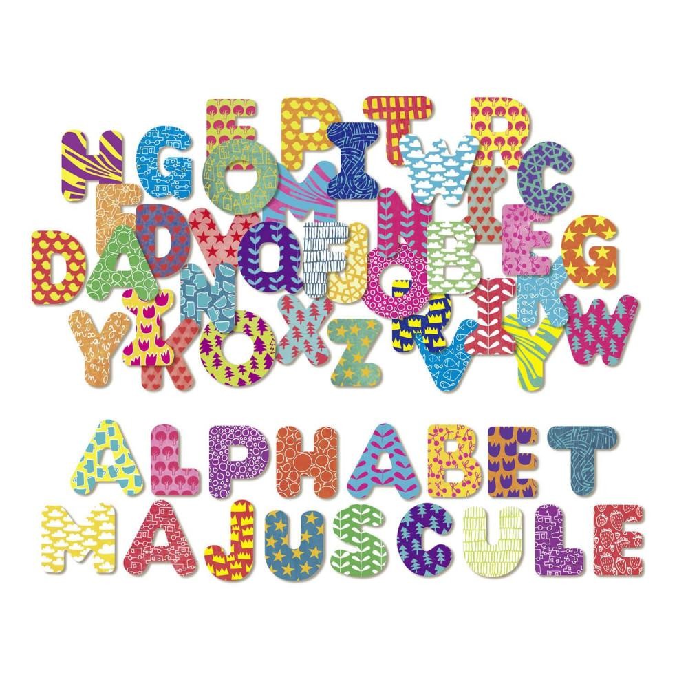 Magnets Alphabet Majuscule : 56 pièces en bois - Jeux et jouets en