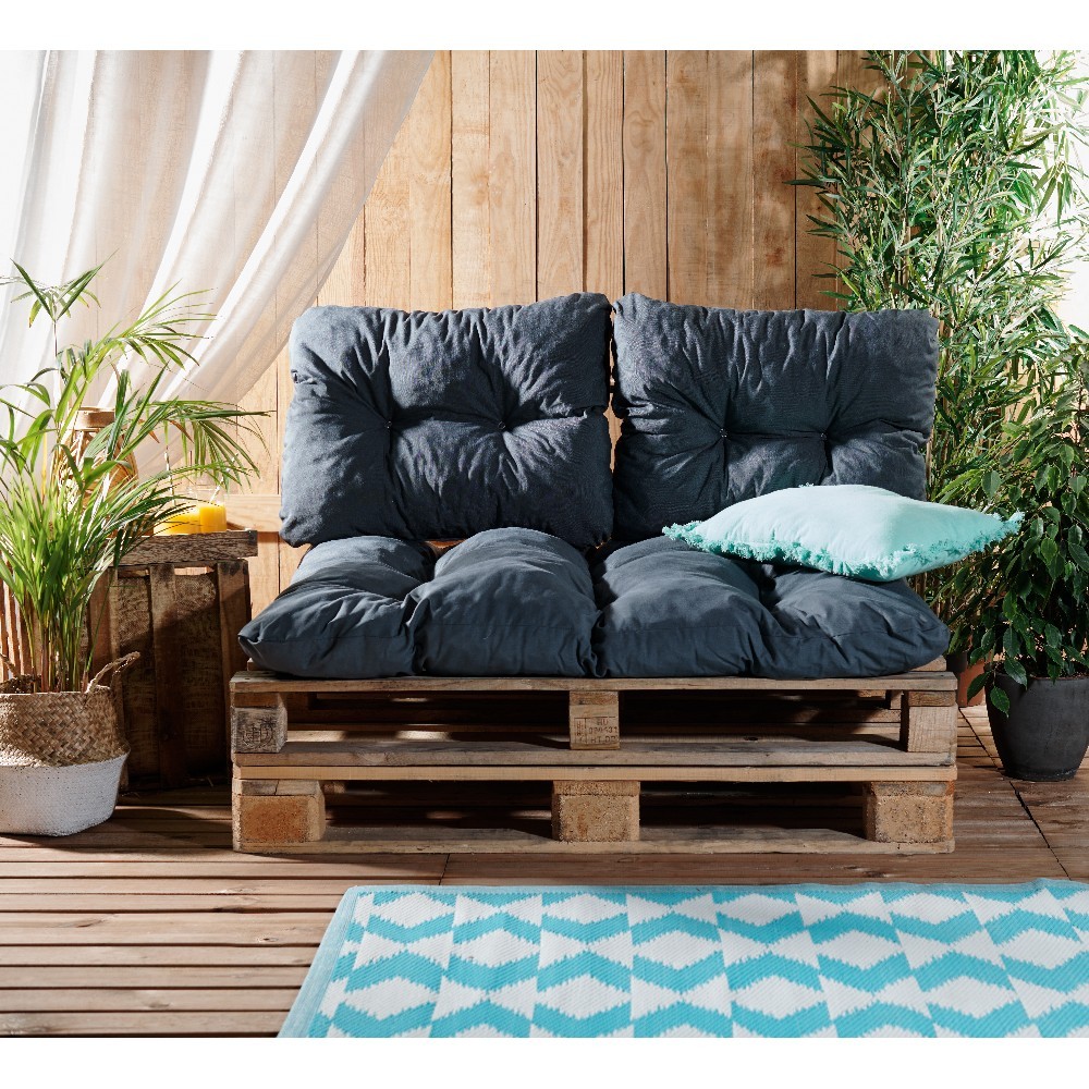 Coussins pour salon en palette gris x 3 - Pouf et coussin d'extérieur - Mobilier  de jardin - Jardin et Plein air