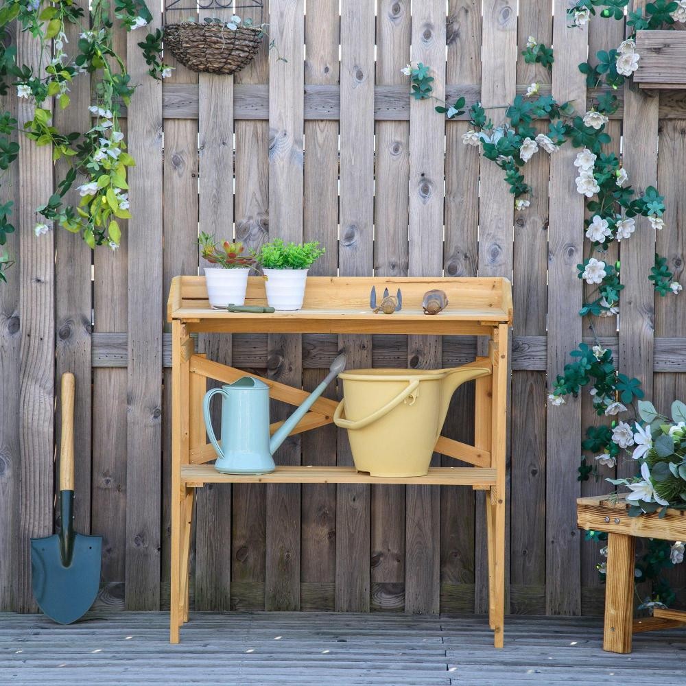 Table de rempotage jardinage - étagère à lattes - plateau avec rebords -  bois sapin pré-huilé - Pot, jardinière et bac à fleur - Décoration de  jardin - Jardin et Plein air