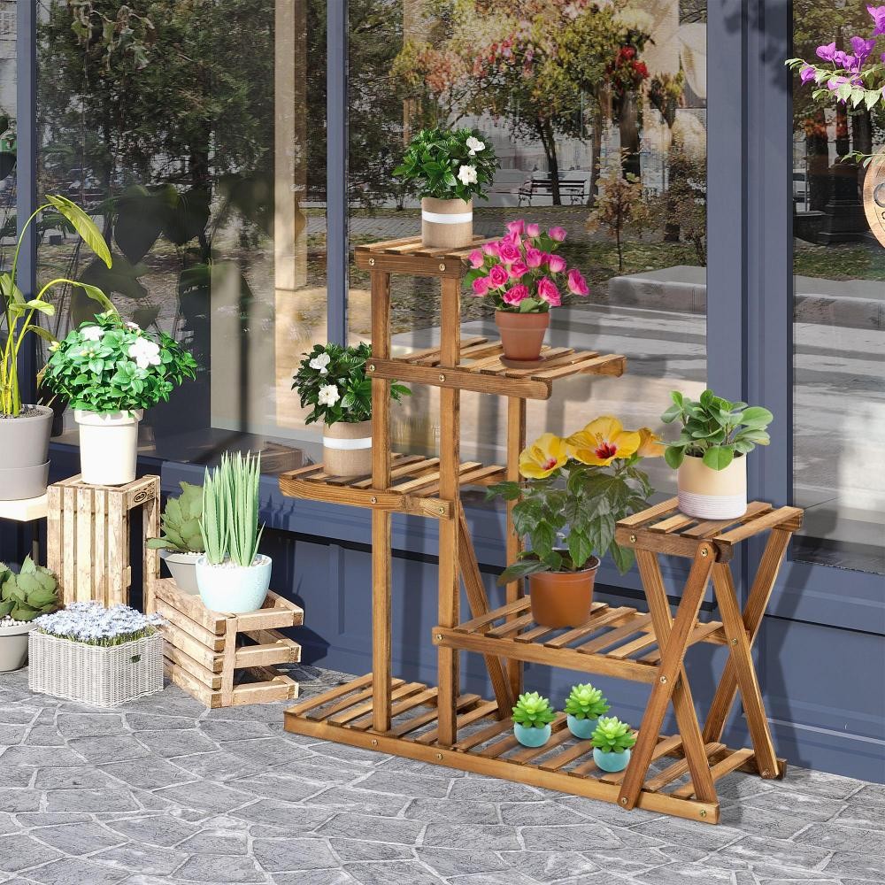 Étagère Echelle pour Plante Fleur en Bois Porte Pot de Fleurs Decoration  pour Jardin Terrasse Chambre