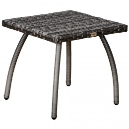 Table basse de jardin style cosy chic table d'appoint métal époxy résine tressée imitation rotin gris