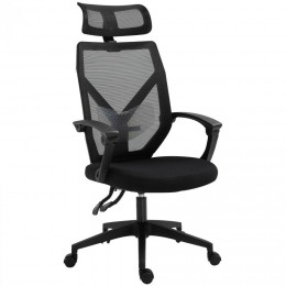 Fauteuil de bureau manager grand confort dossier ergonomique inclinable hauteur assise réglable pivotant tissu maille noir