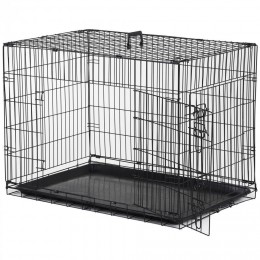 Cage caisse de transport pliante pour chien en métal noir