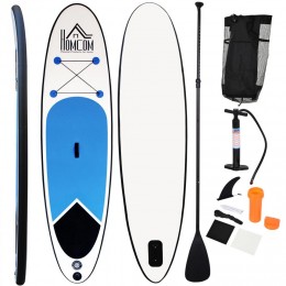 Stand up paddle gonflable surf planche de paddle pour adulte dim. 301L x 76l x 10H cm nombreux accessoires fournis PVC bleu blanc noir