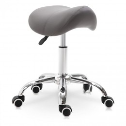 Tabouret de massage tabouret selle ergonomique pivotant 360° hauteur réglable revêtement synthétique PU gris chromé