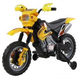 Moto Cross électrique enfant 3 à 6 ans 6 V phares klaxon musiques 102 x 53 x 66 cm jaune et noir