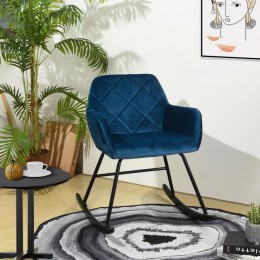 Chaise à bascule fauteuil rocking-chair tissu bleu