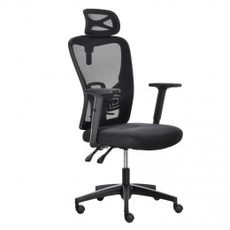 Fauteuil de bureau manager grand confort dossier ergonomique inclinable hauteur assise réglable pivotant tissu maille noir