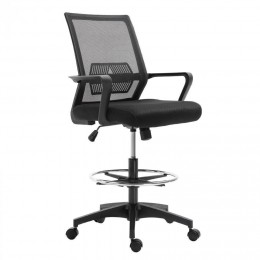 Fauteuil de bureau chaise de bureau assise haute réglable dim. 64L x 59l x 104-124H cm pivotant 360° maille respirante noir