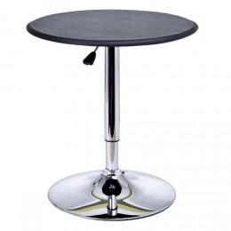 Table de bar table bistro chic style contemporain table ronde hauteur réglable 67-93 cm Ø 63 cm plateau pivotant 360° métal chromé PVC noir