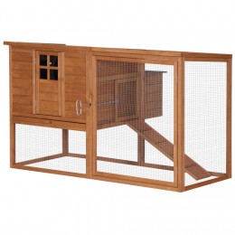 Poulailler cottage cage à poules sur pied dim. 168L x 110l x 101H cm multi-équipement bois sapin lasuré