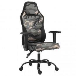 Fauteuil gaming militaire - chaise gamer - inclinable, hauteur réglable assise & accoudoirs, pivotant - polyester noir vert