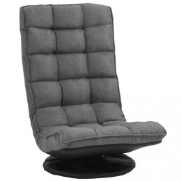 Fauteuil lounge design capitonné inclinaison dossier et tétière réglable pivotant 360° revêtement lin gris chiné