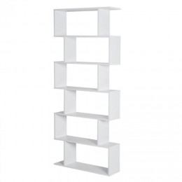 Bibliothèque étagère zig zag design contemporain 80L x 23l x 192H cm 6 niveaux blanc