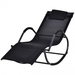 Chaise longue à bascule rocking chair design contemporain dim. 160L x 61l x 79H cm métal textilène