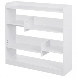 Bibliothèque étagère meuble de rangement dim. 90L x 24l x 91H cm 4 niveaux 3 panneaux arrières panneaux de particules blanc