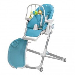 HUGO Chaise haute pliable et inclinable + arche de jeux - Bleu