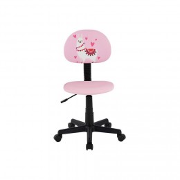 Chaise de bureau pour enfant ALPACA revêtement synthétique rose avec motif lama