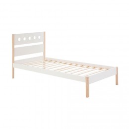 Lit enfant 90 x 190 cm - structure lit avec tête de lit et sommier à lattes inclus - pin massif MDF classe E1 blanc