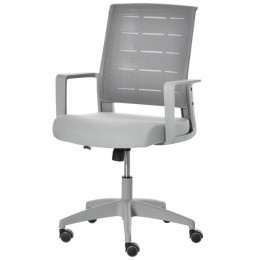 Chaise de bureau ergonomique hauteur réglable pivotante 360° revêtement maille gris