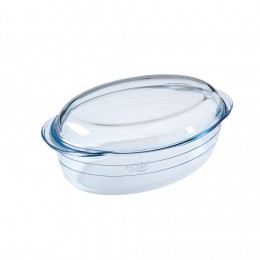 Cocotte ovale en verre transparent 4 L