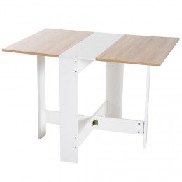 Table de cuisine pliable 103L x 76l x 74H cm panneaux particules bicolore chêne blanc
