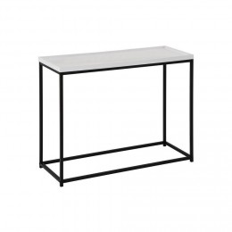 Table console ICONIC cadre en métal laqué noir et plateau en MDF décor blanc mat