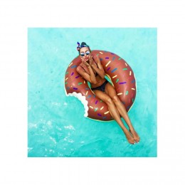 Bouée gonflable Donut géant piscine et plage Chocolat