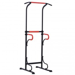 Station de musculation multifonctions barre de traction chaise romaine hauteur réglable acier noir rouge