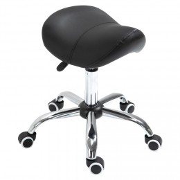 Tabouret de massage tabouret selle ergonomique pivotant 360° hauteur réglable revêtement synthétique noir chromé