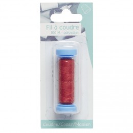 Fil à coudre polyester rouge 100 m