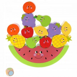 SANDIA Jeu d'équilibre et de concentration fruits en bois pour enfants