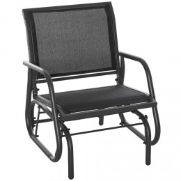 Fauteuil à bascule de jardin rocking chair design contemporain acier textilène noir