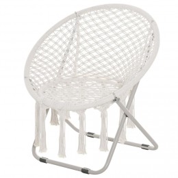 Loveuse fauteuil rond de jardin fauteuil lune papasan pliable grand confort macramé coton polyester beige