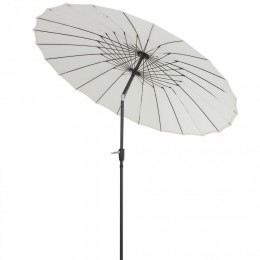 Parasol inclinable rond avec manivelle aluminium fibre de verre polyester diamètre 2,6 m coloris crème