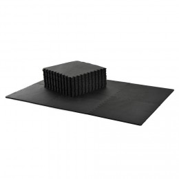 Tapis en mousse de protection sol tapis de fitness 62 cm x 62 cm x 1 cm avec bordures tapis puzzle 25 pièces 9,3 m² de surface noir