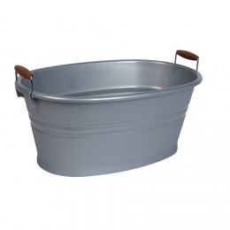 Baquet ovale bassine bord haut plastique gris 28L