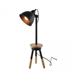 Lampe à poser en bois noir avec plateau