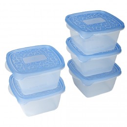 Boîte alimentaire Take away 1.1 L transparente et bleue x5