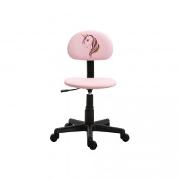 Chaise de bureau pour enfant UNICORN revêtement synthétique rose avec motif licorne
