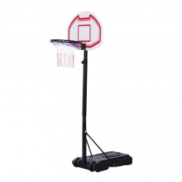 Panier de Basket-Ball sur pied avec poteau panneau, base de lestage sur roulettes hauteur réglable 1,65 - 2,10 m noir blanc