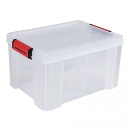 Box de rangement transparente couvercle clips rouge 17 L