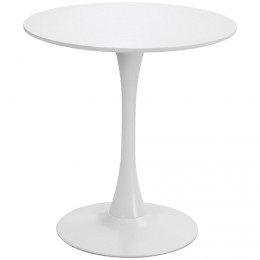 Table ronde tulipe design Ø 60 x 73H cm métal MDF blanc