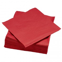 Serviette carré unie rouge 2 plis en papier x50
